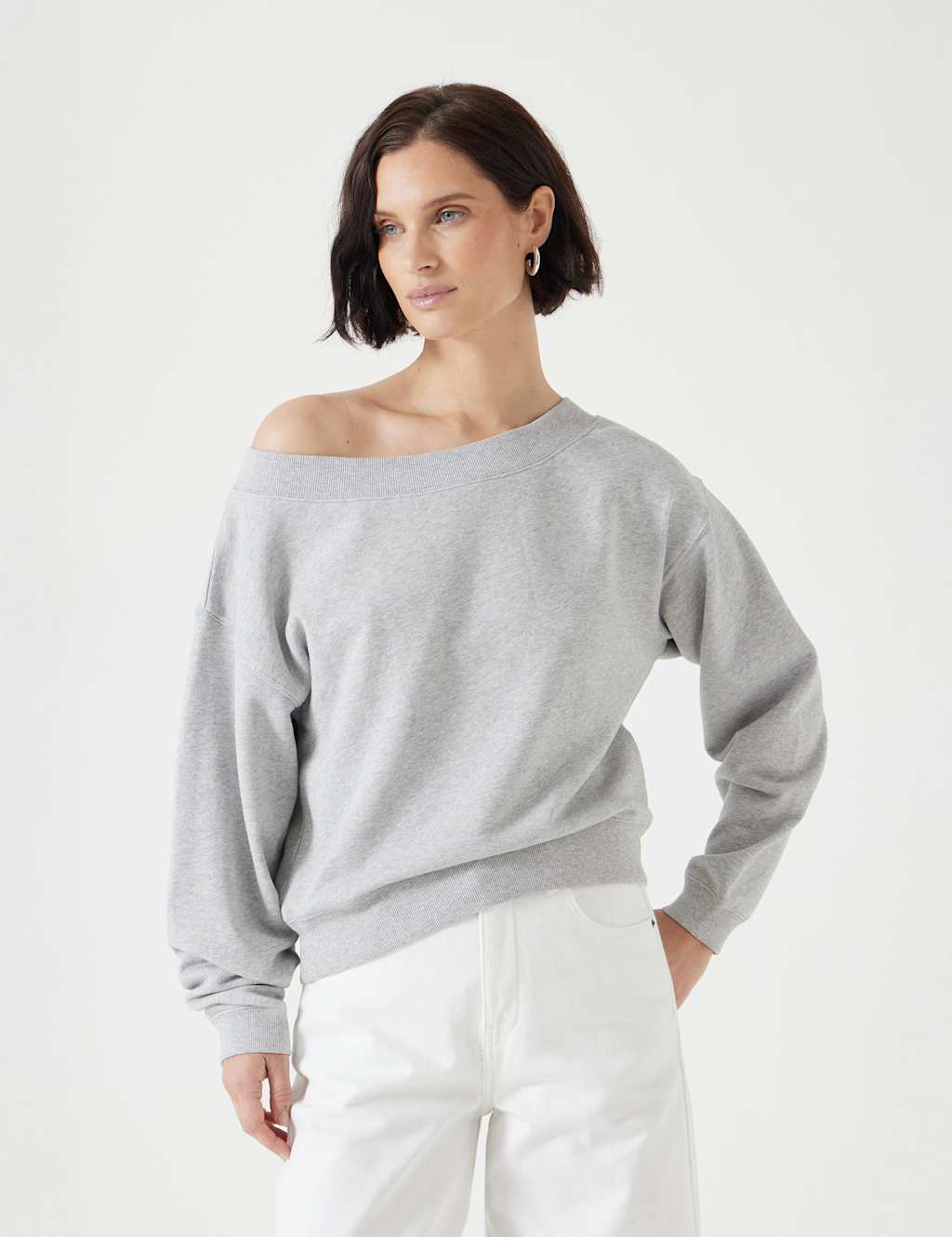 Pure Cotton Off the Shoulder Sweatshirt