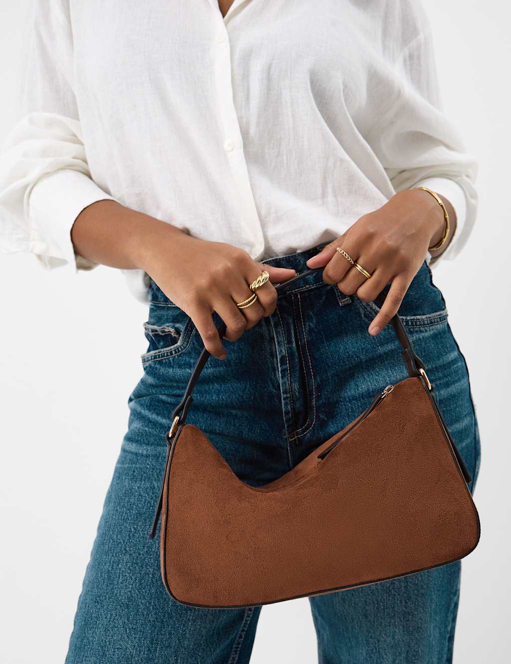 Accessorize Women's Faux Suede Grab Bag - Tan - Available at M&S