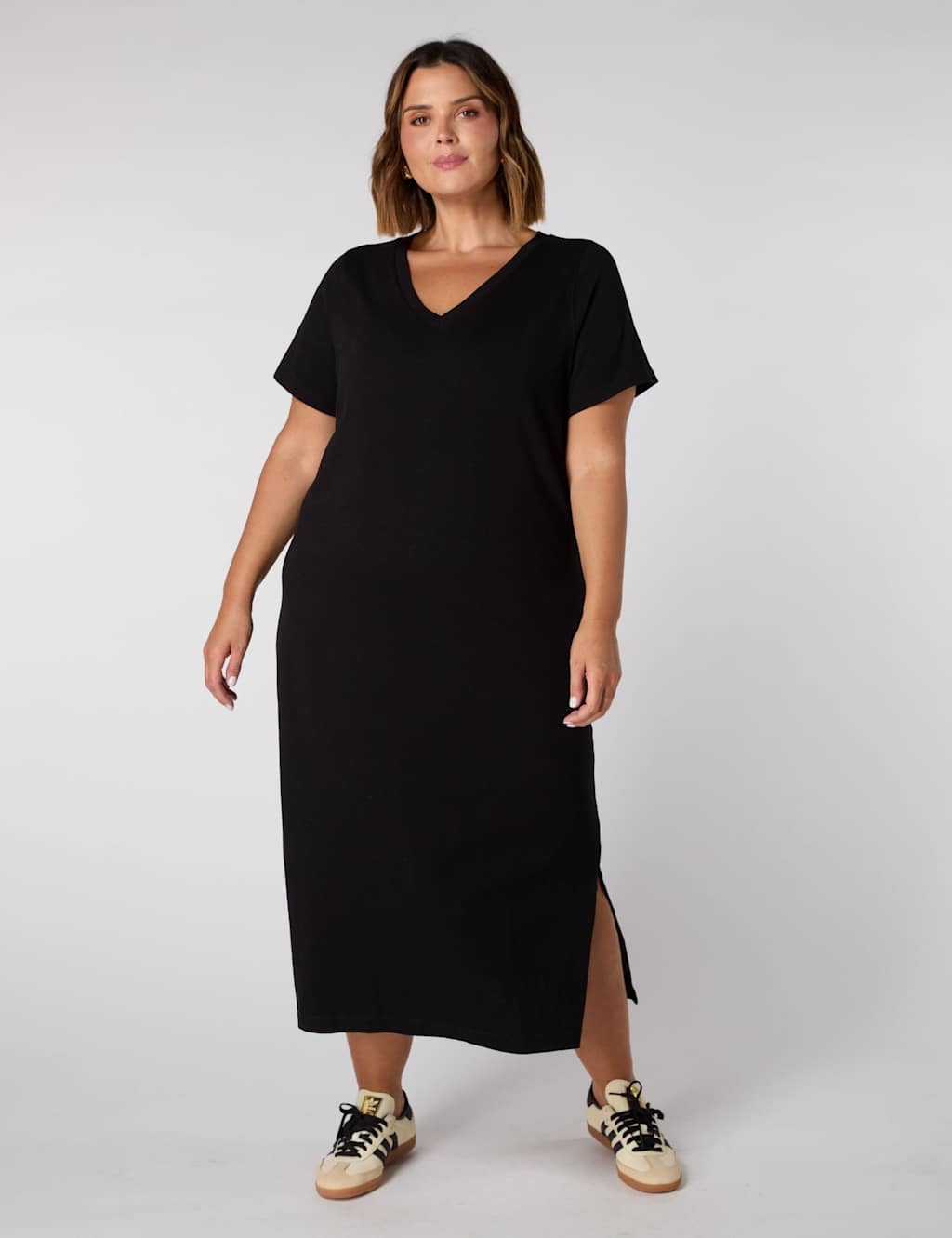 Pure Cotton V-Neck Midaxi T-Shirt Dress