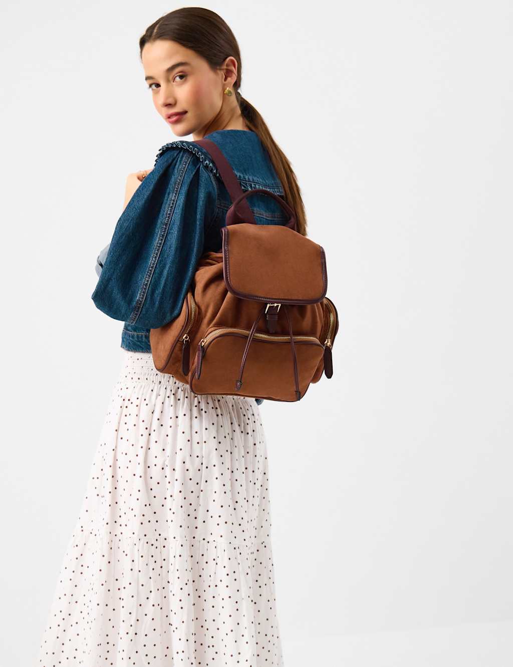 Accessorize Women's Faux Suede Backpack - Tan - Available at M&S