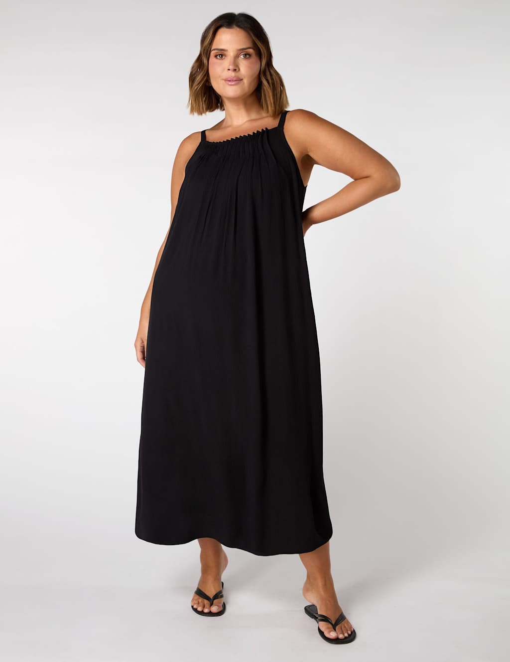 Square Neck Strappy Midaxi Slip Dress