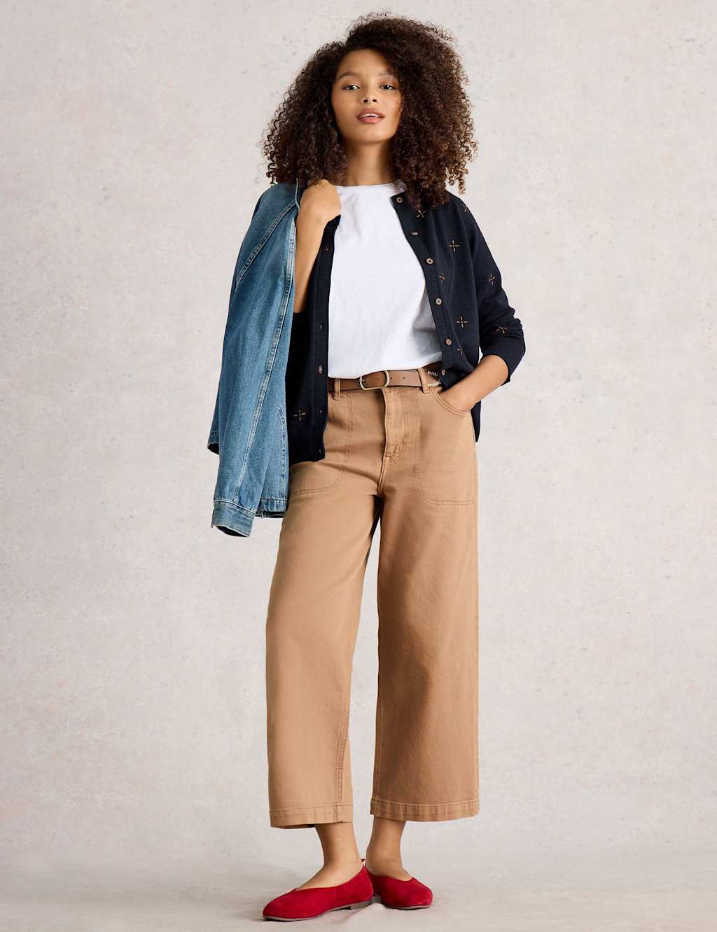 White Stuff Pure Cotton Embroidered Cardigan Navy Mix