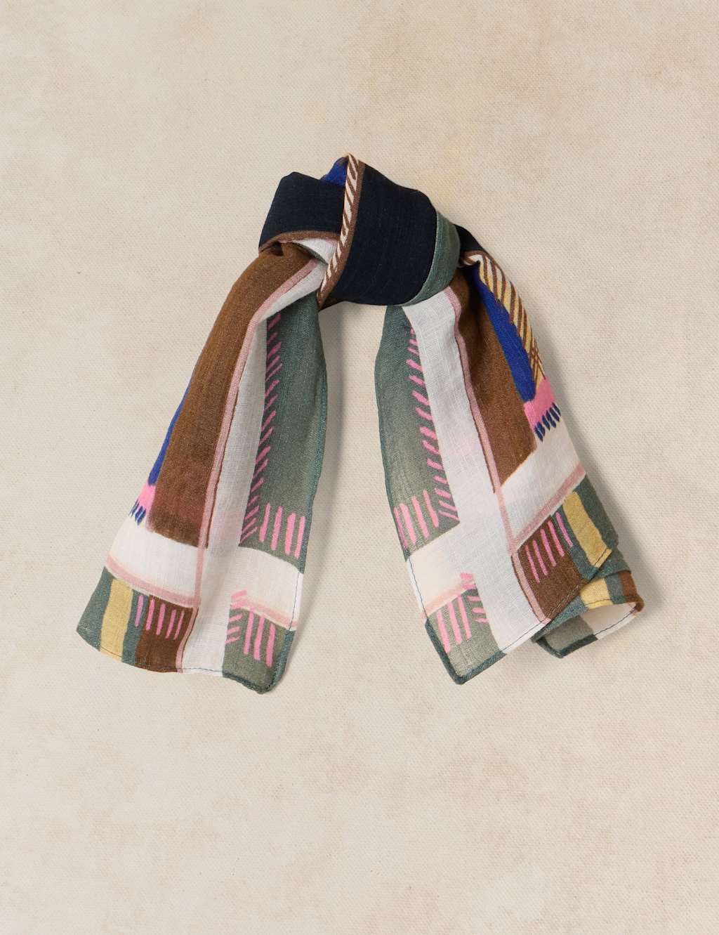 White Stuff Women's Cotton Blend Printed Square Scarf - Navy Mix - Available at M&S