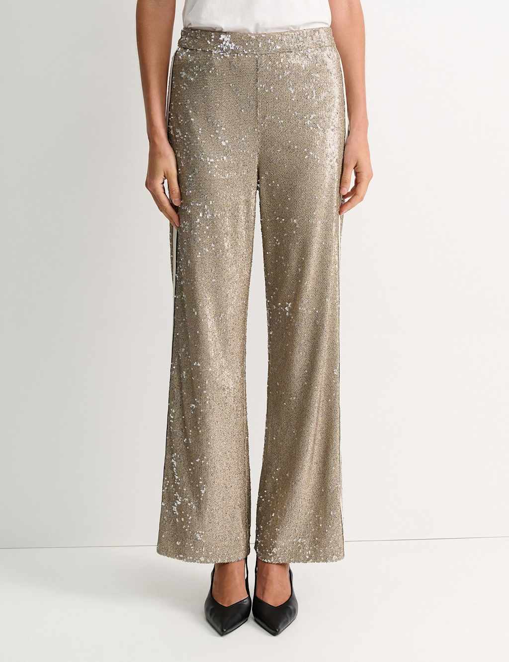 Sportscraft Sequin Side Stripe Wide Leg Trousers Gold