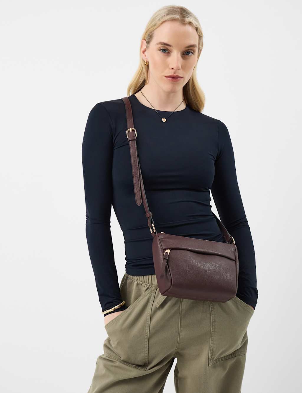 Accessorize Women's Faux Leather Cross Body Bag - Chocolate - Available at M&S