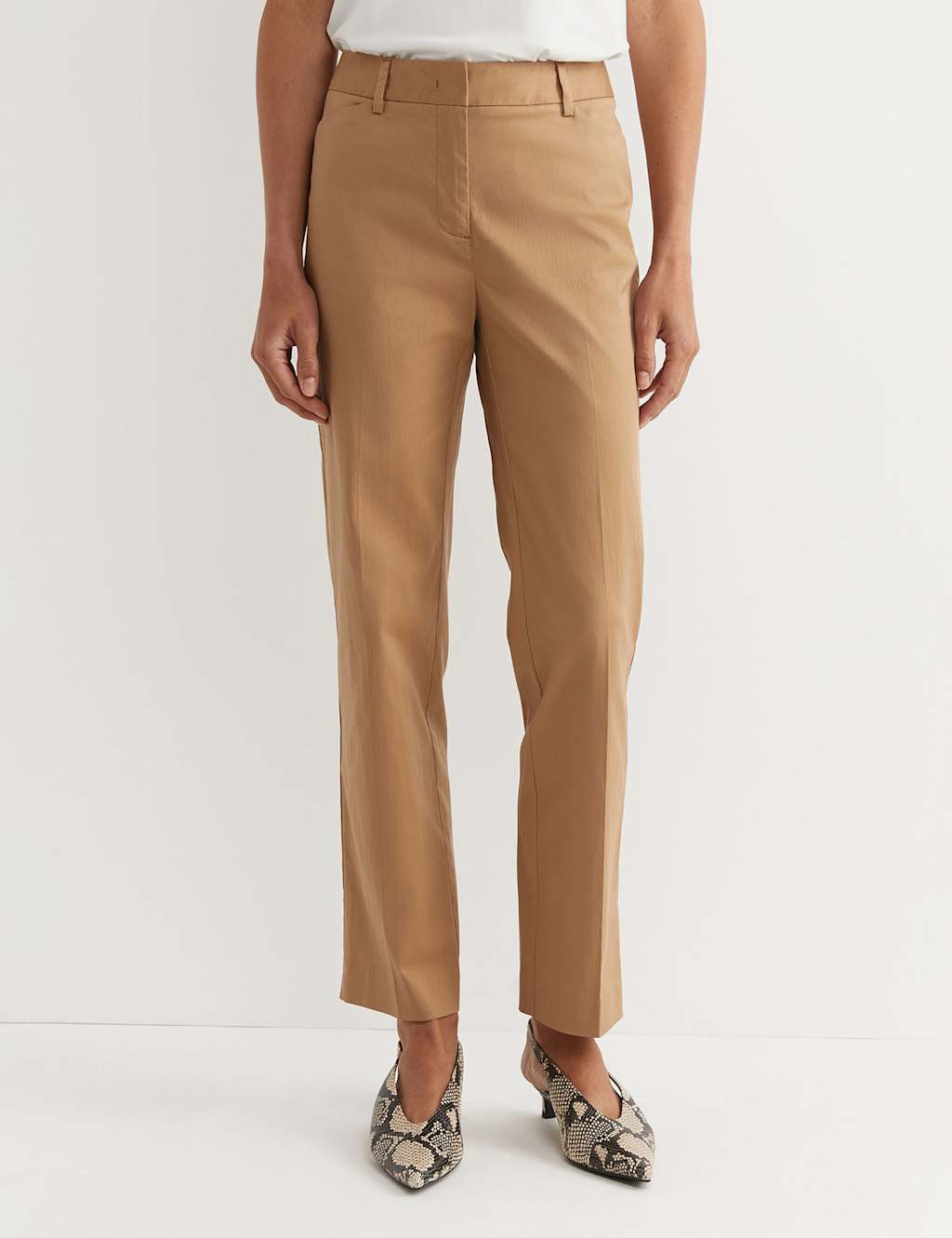 Sportscraft Cotton Rich Straight Leg Ankle Grazer Trousers Tan