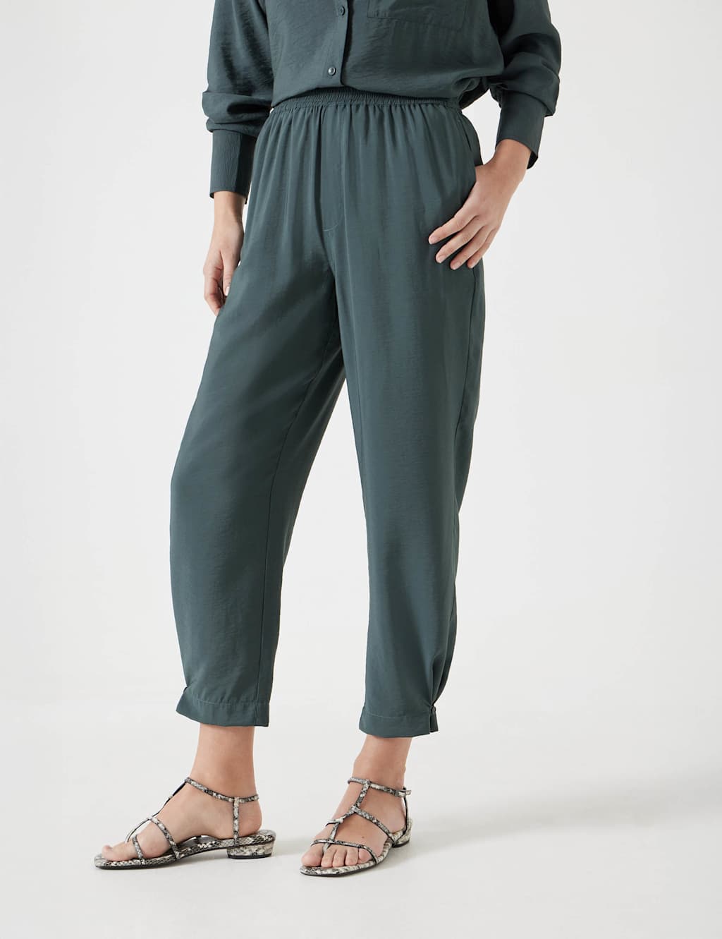 Elasticated Waist Tapered Trousers
