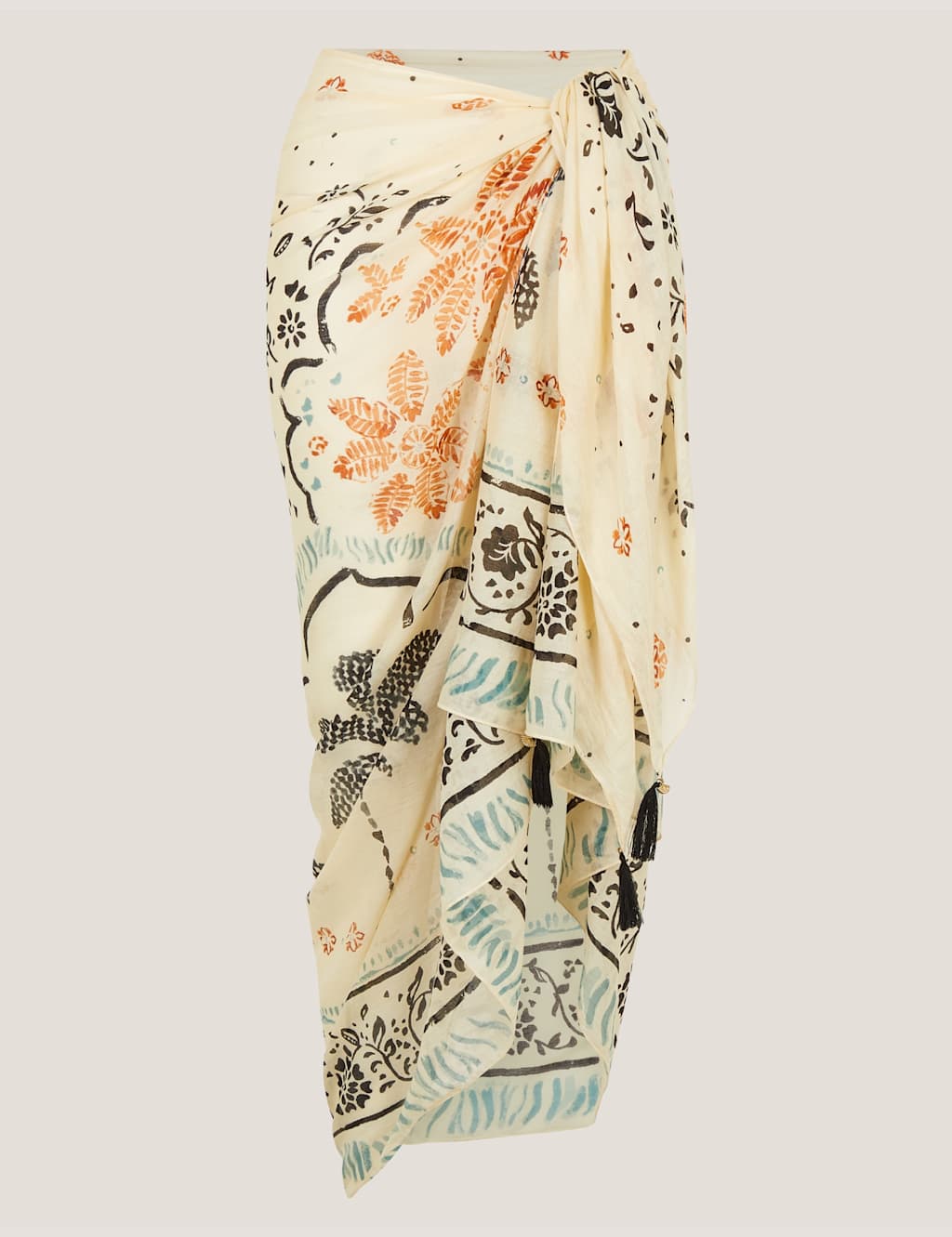 Monsoon Women's Pure Cotton Printed Sarong - Cream Mix - Available at M&S