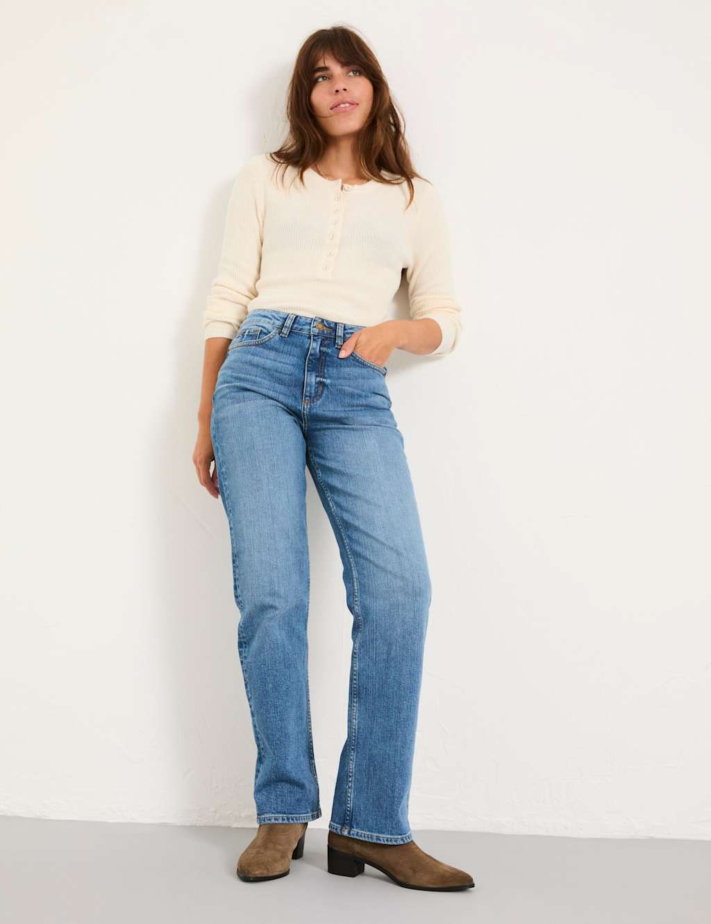 FatFace Mid Rise Straight Leg Jeans Blue Denim