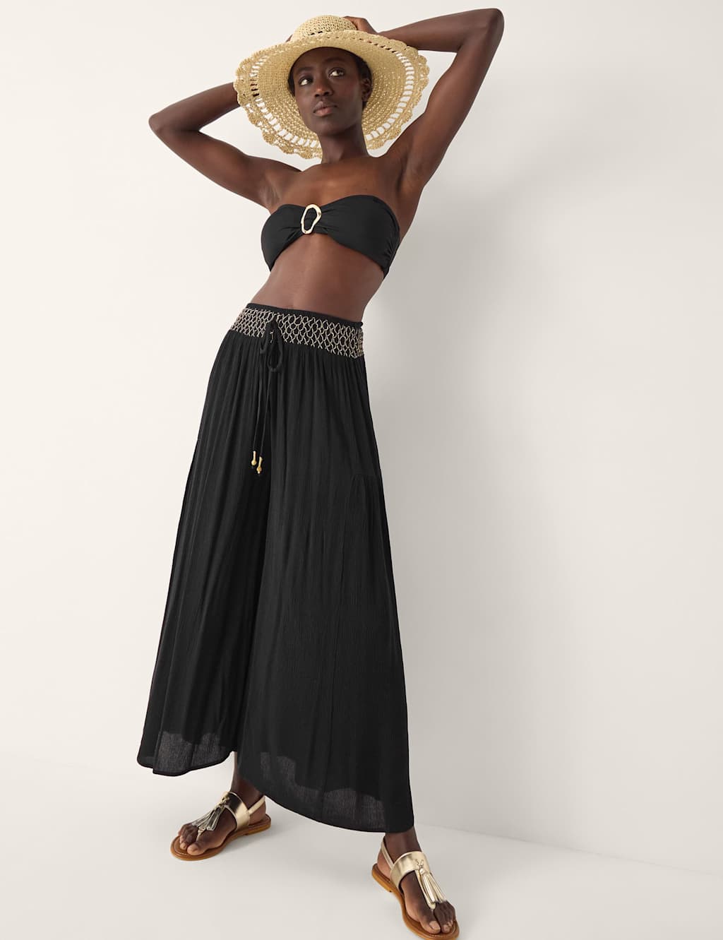Monsoon Wide Leg Trousers Black