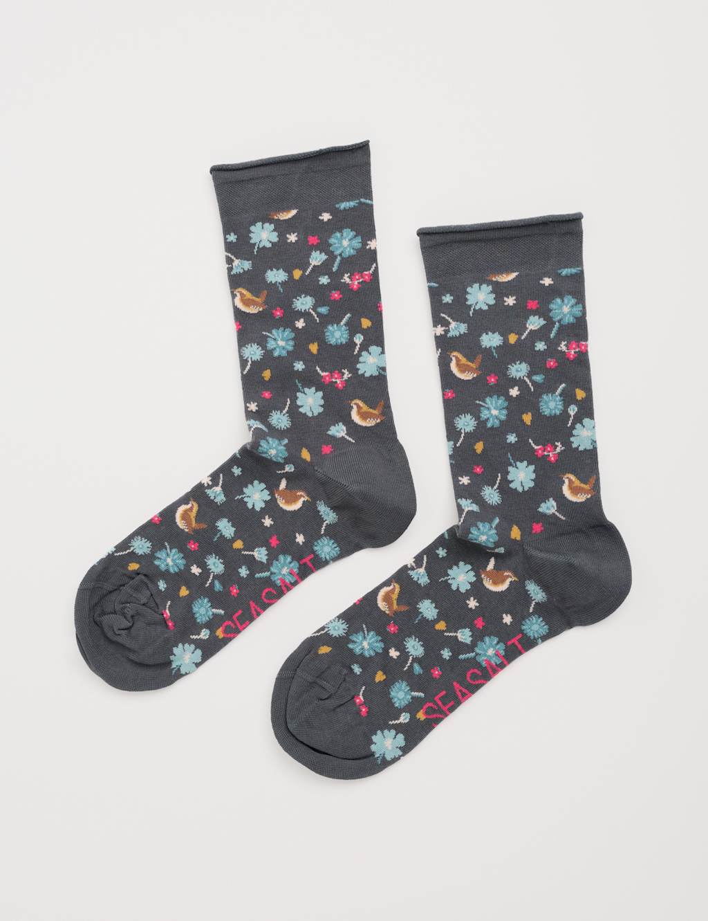 Seasalt Cornwall Women's Cotton Rich Nature Print Ankle High Socks - Grey Mix, Grey Mix