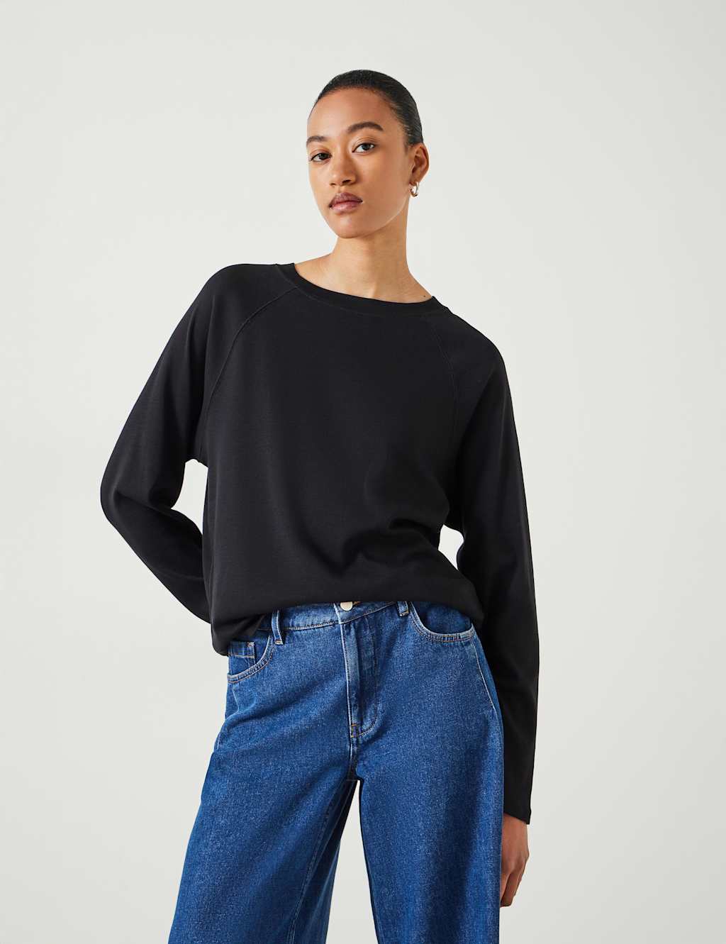Pure Cotton Slash Neck Sweatshirt