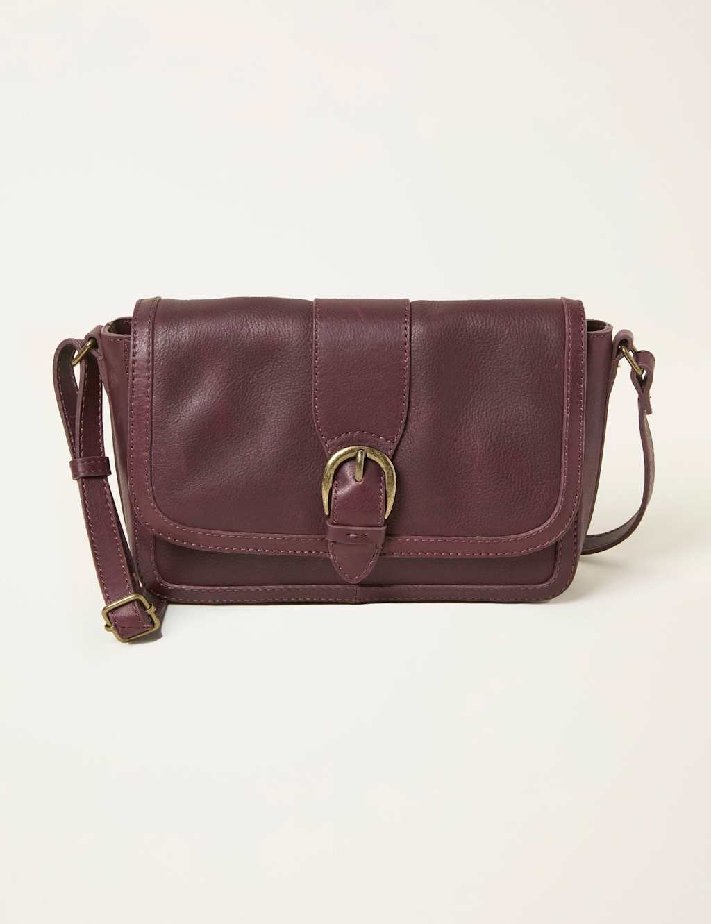 FatFace Leather Cross Body Bag Burgundy