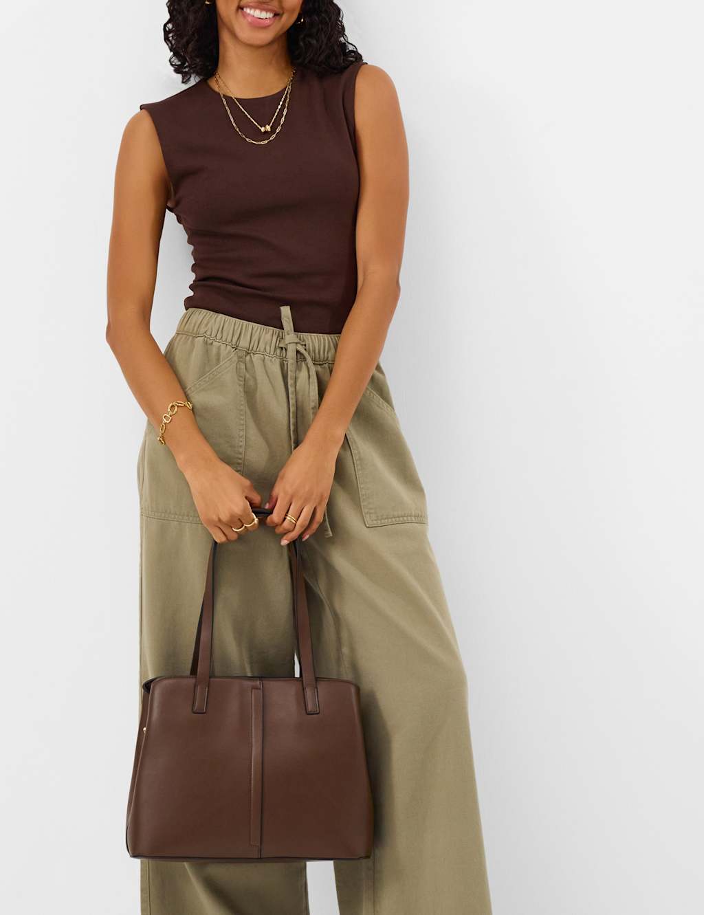 Accessorize Women's Webbing Strap Shoulder Bag - Chocolate - Available at M&S