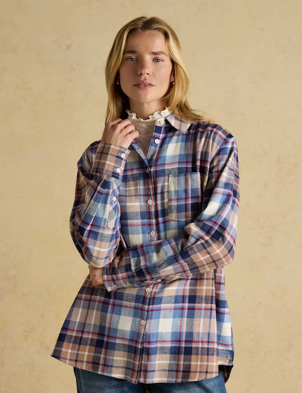 Joules Pure Cotton Checked Collared Shirt Blue Mix