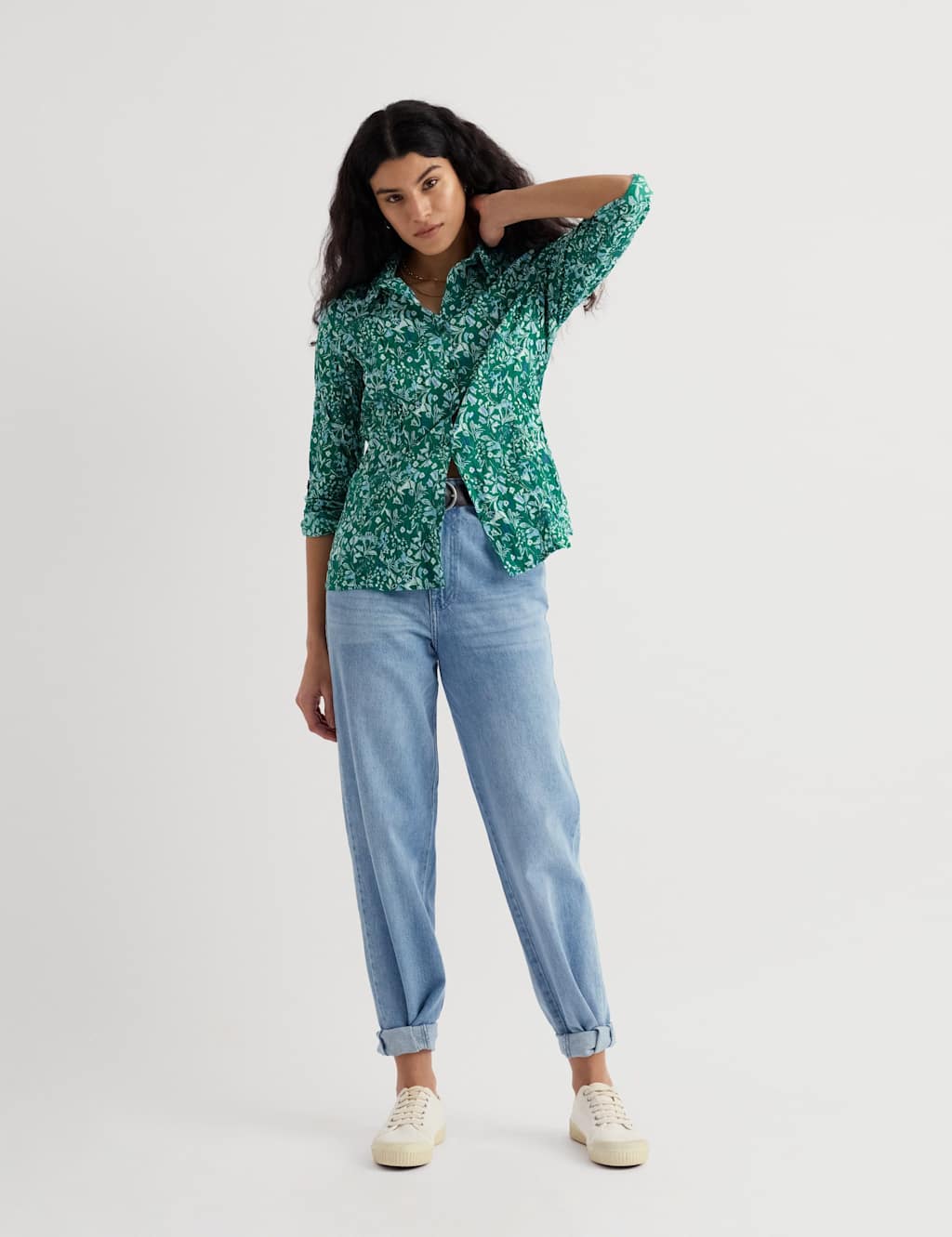 Seasalt Cornwall Women's Pure Cotton Leaf Print Shirt - 10 - Green Mix - Available at M&S