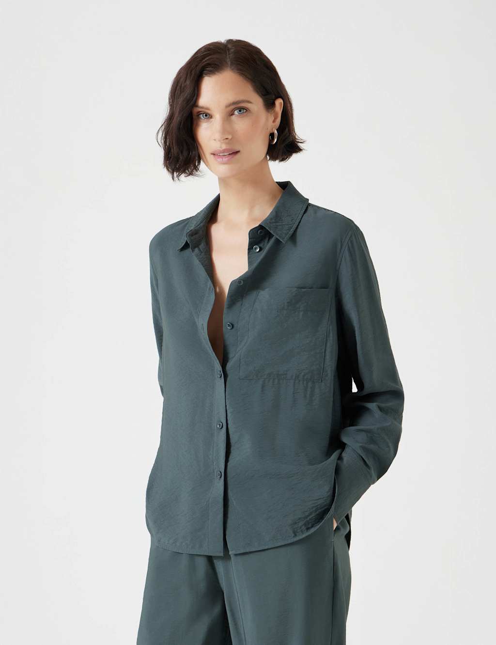 Collared Button Through Relaxed Shirt
