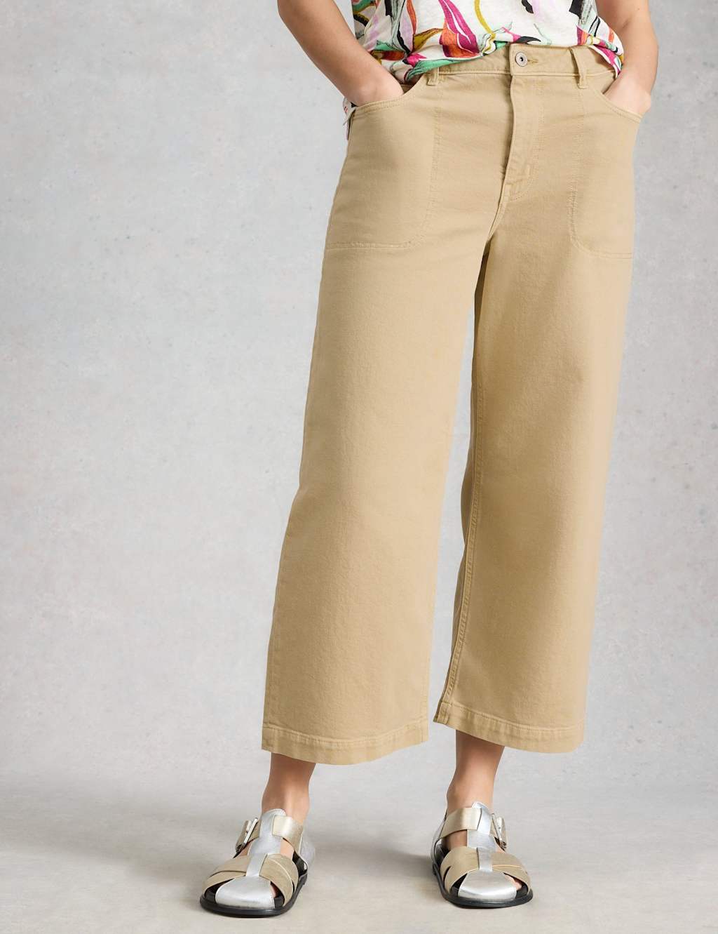 White Stuff Women's Wide Leg Cropped Jeans - 8 - Light Green - Available at M&S
