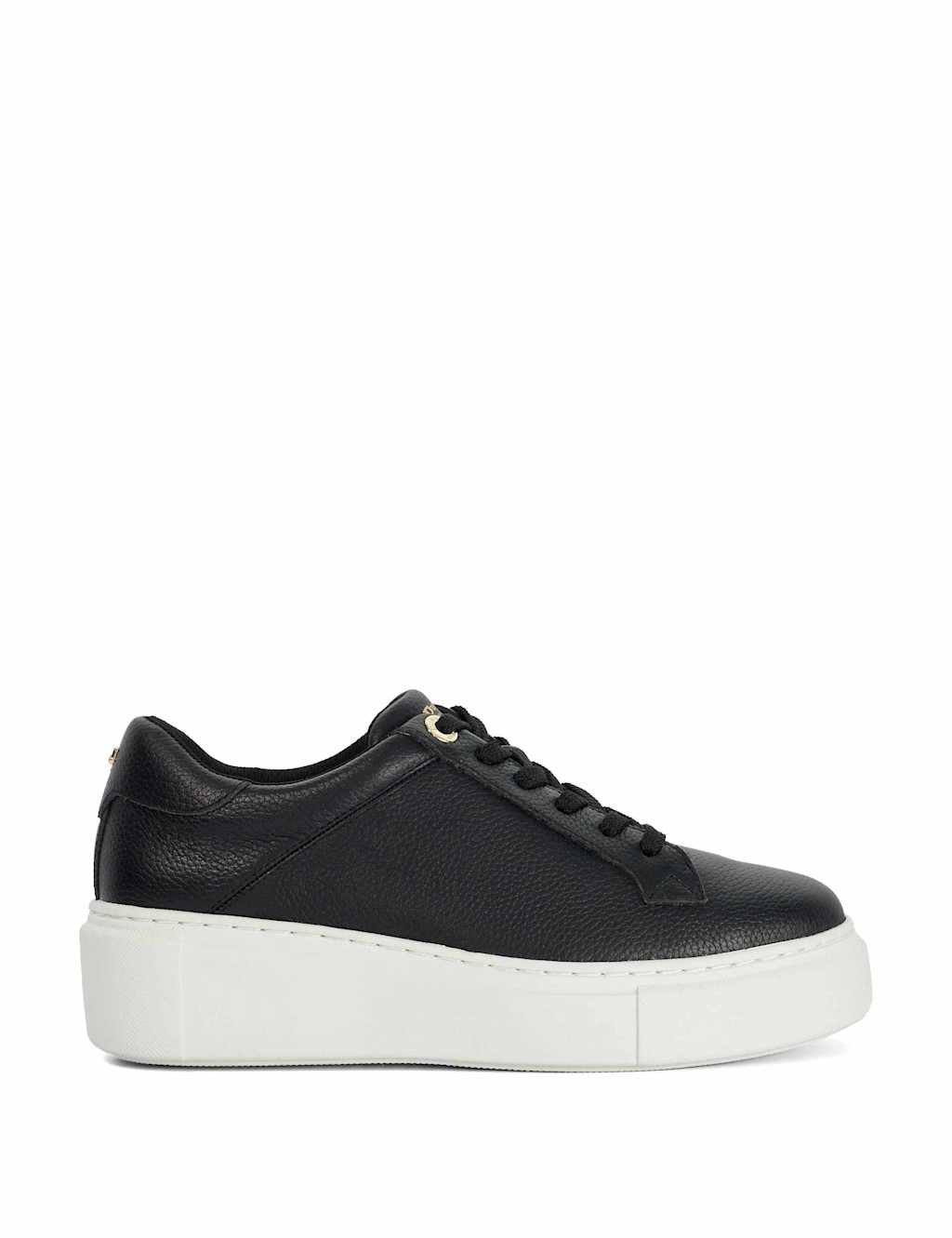 Dune London Women's Leather Lace Up Flatform Trainers - 4 - Black - Available at M&S