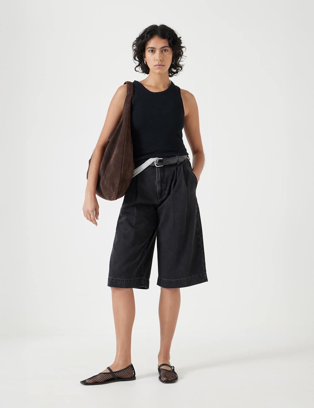 Pure Cotton Denim Bermuda Shorts