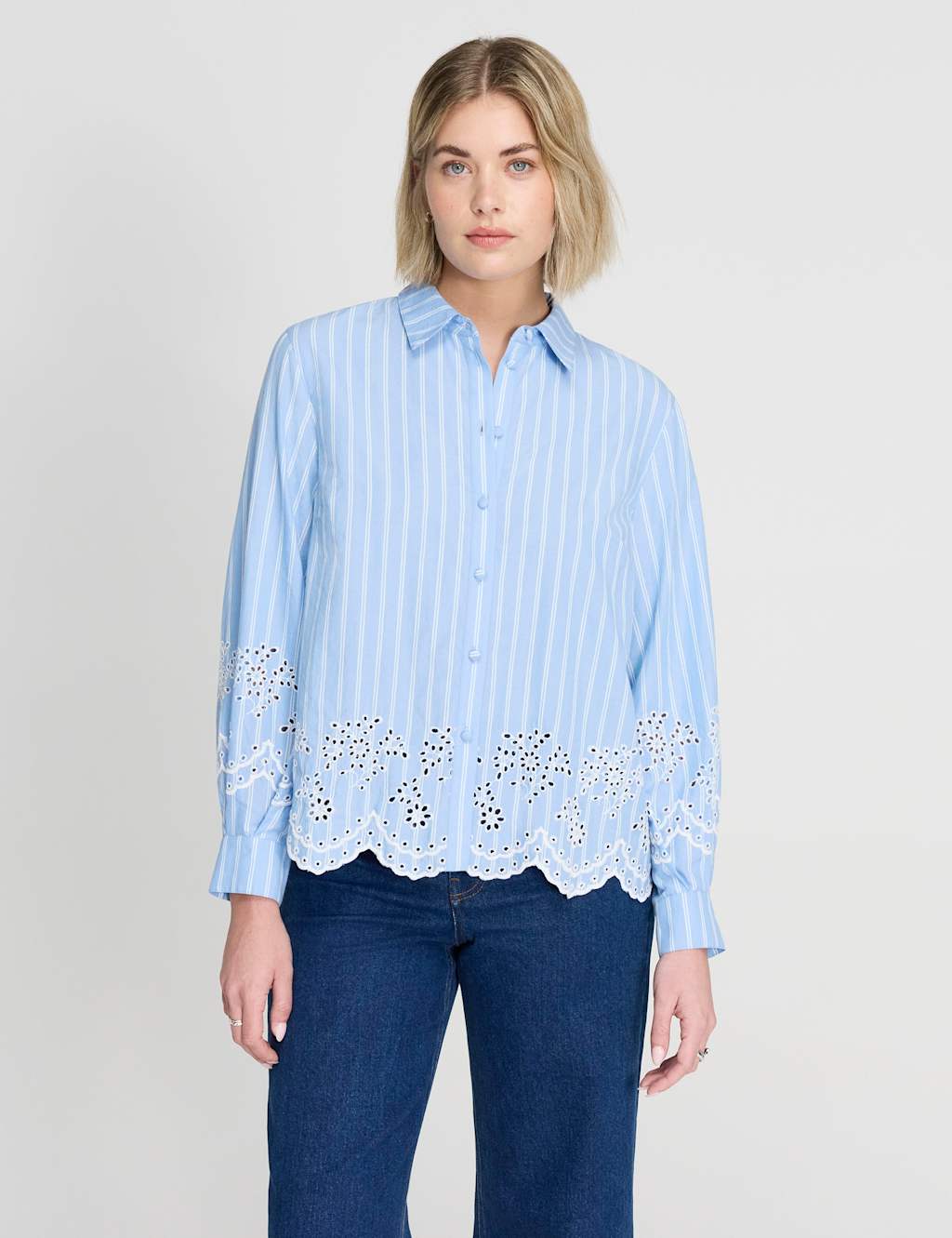 Finery London Women's Pure Cotton Striped Shirt - 12 - Blue Mix - Available at M&S