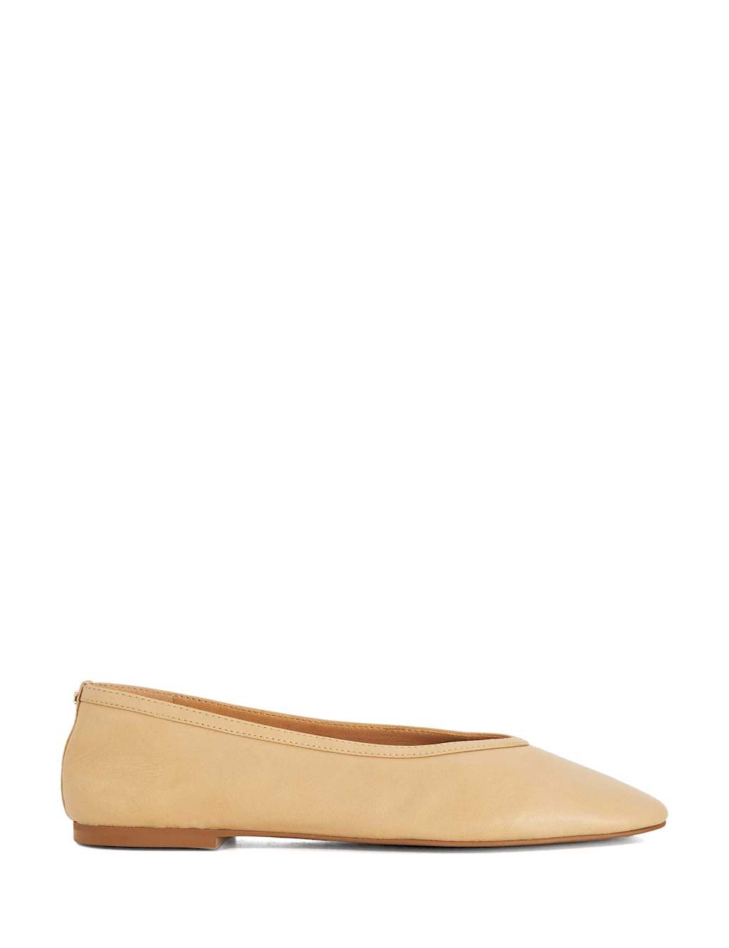 Dune London Women's Leather Flat Round Toe Ballet Pumps - 3 - Camel - Available at M&S