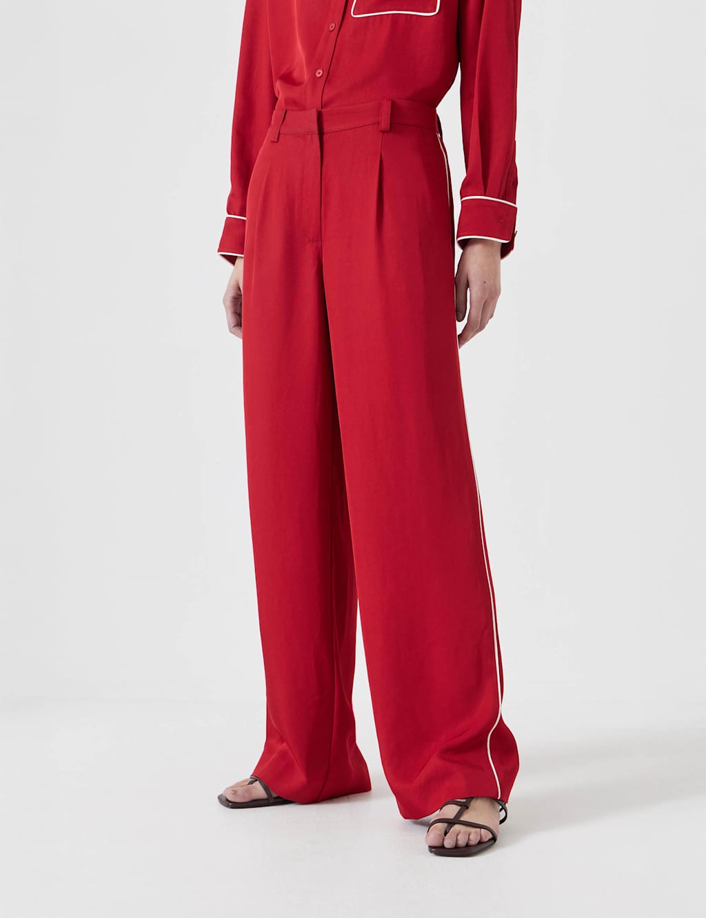 Side Piping Wide Leg Trousers