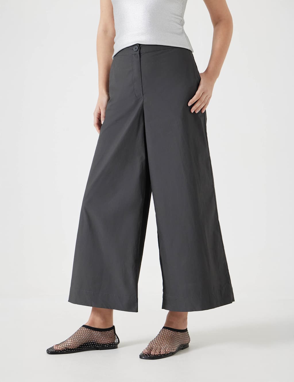 Pure Cotton Wide Leg Cropped Chinos
