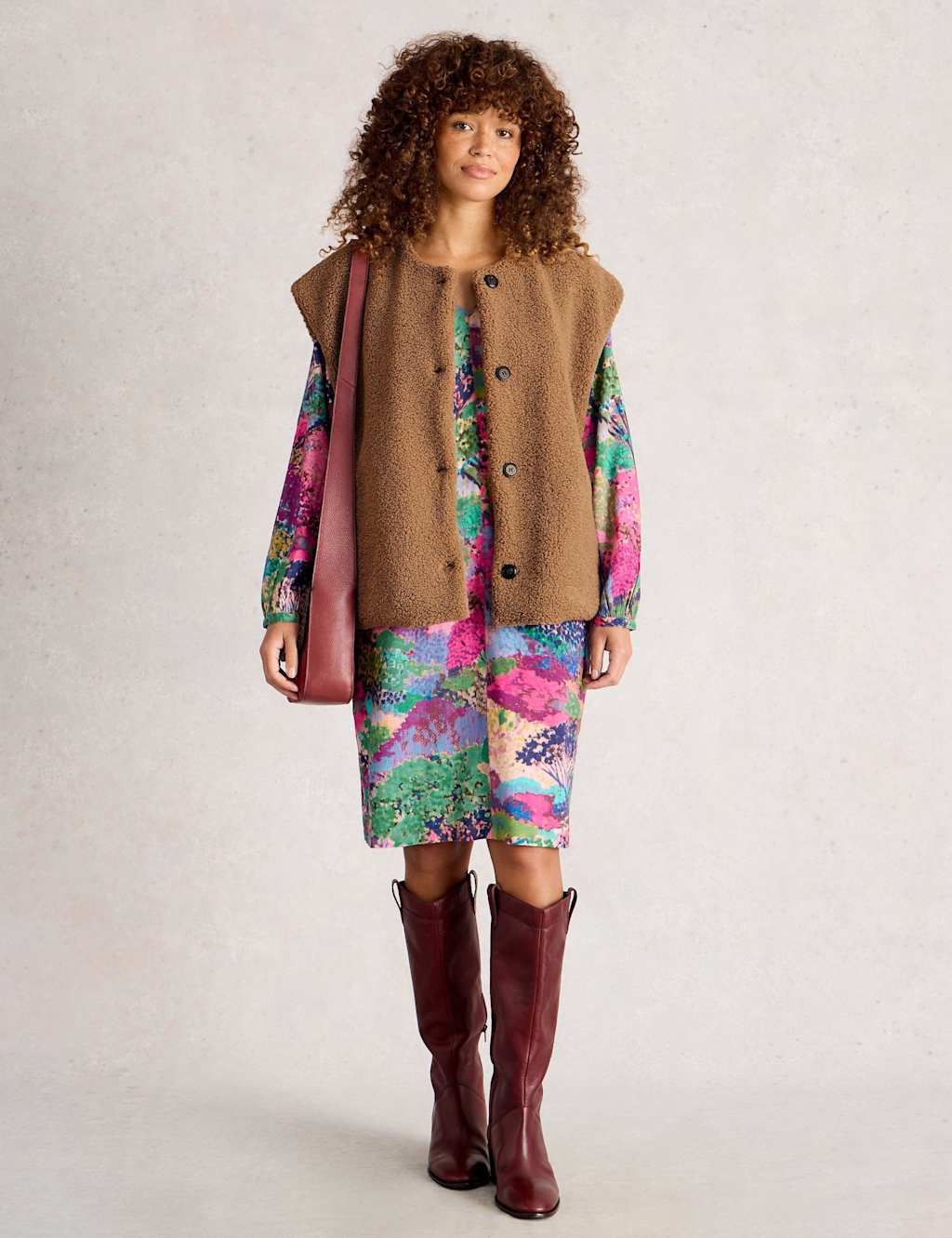 White Stuff Borg Collarless Gilet Natural