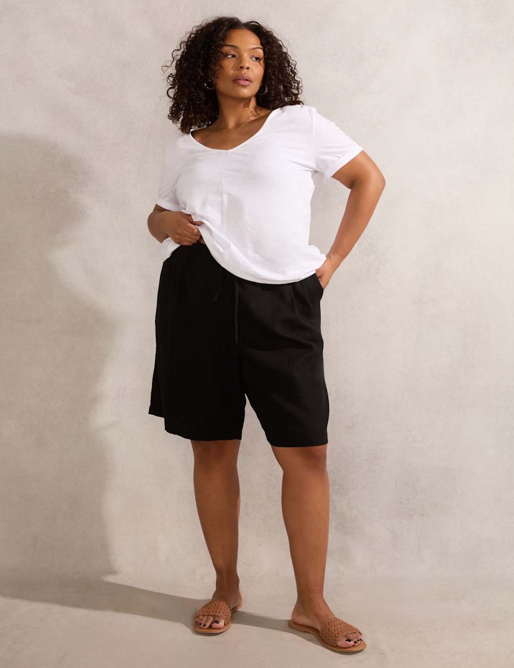 Linen Blend Bermuda Shorts