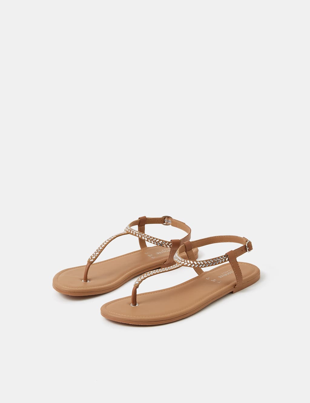 Accessorize Women's Suede Sparkle Ankle Strap Toe Thong Sandals - 38 - Silver - Available at M&S