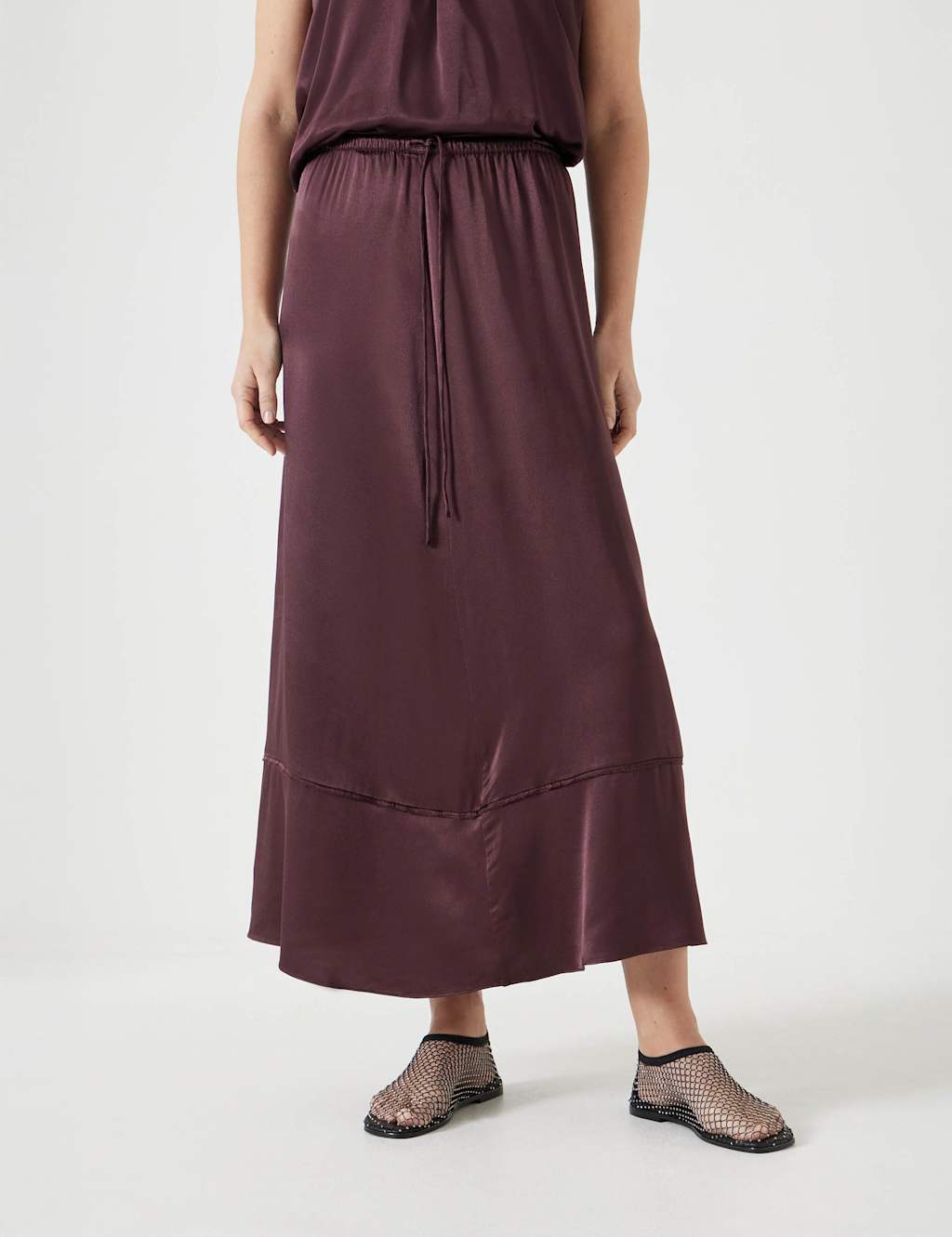 Satin Maxi A-Line Skirt