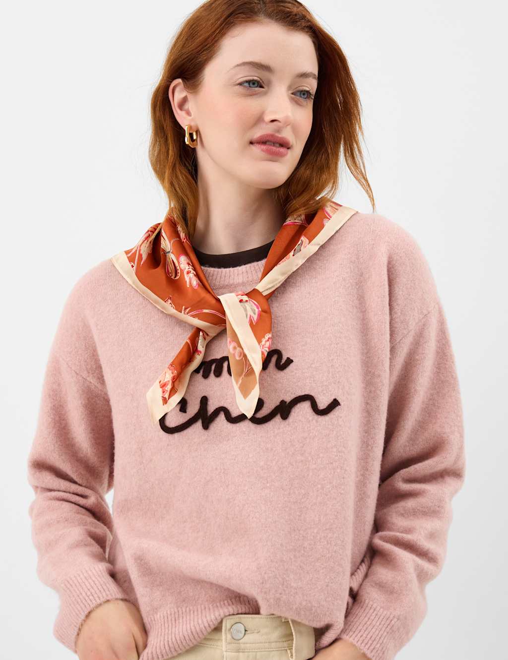 Accessorize Women's Satin Floral Square Scarf - Orange Mix - Available at M&S