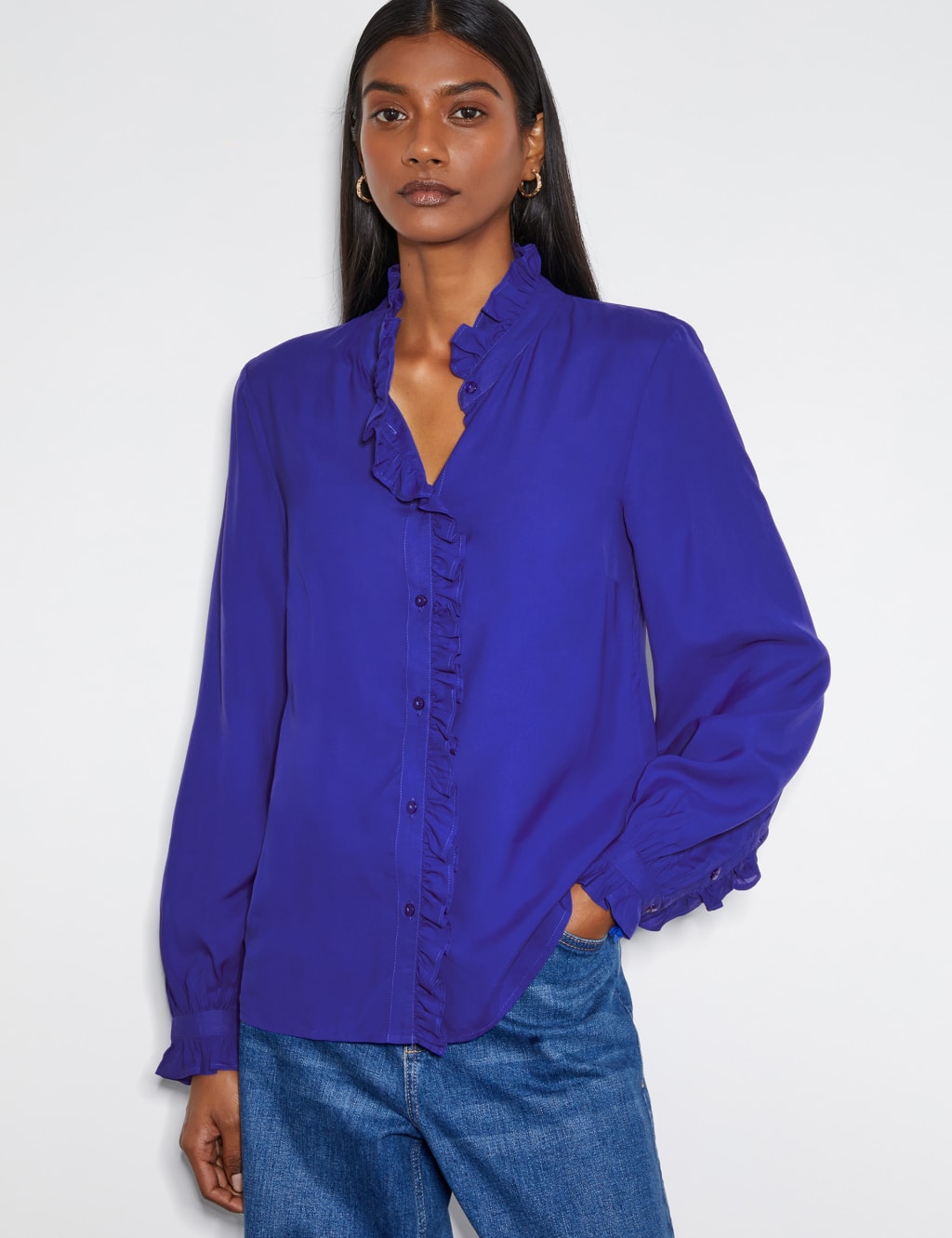 Collared Ruffle Blouse
