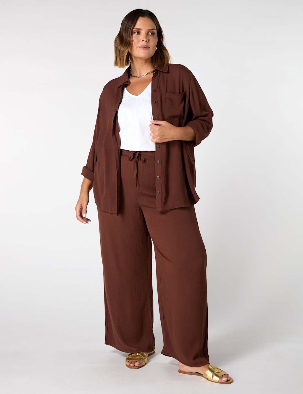 Drawstring Wide Leg Trousers