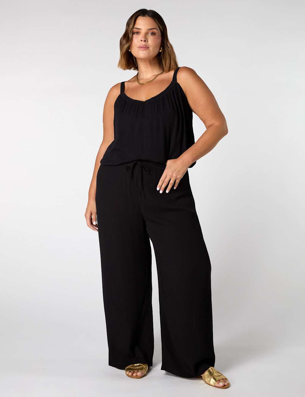 Drawstring Wide Leg Trousers
