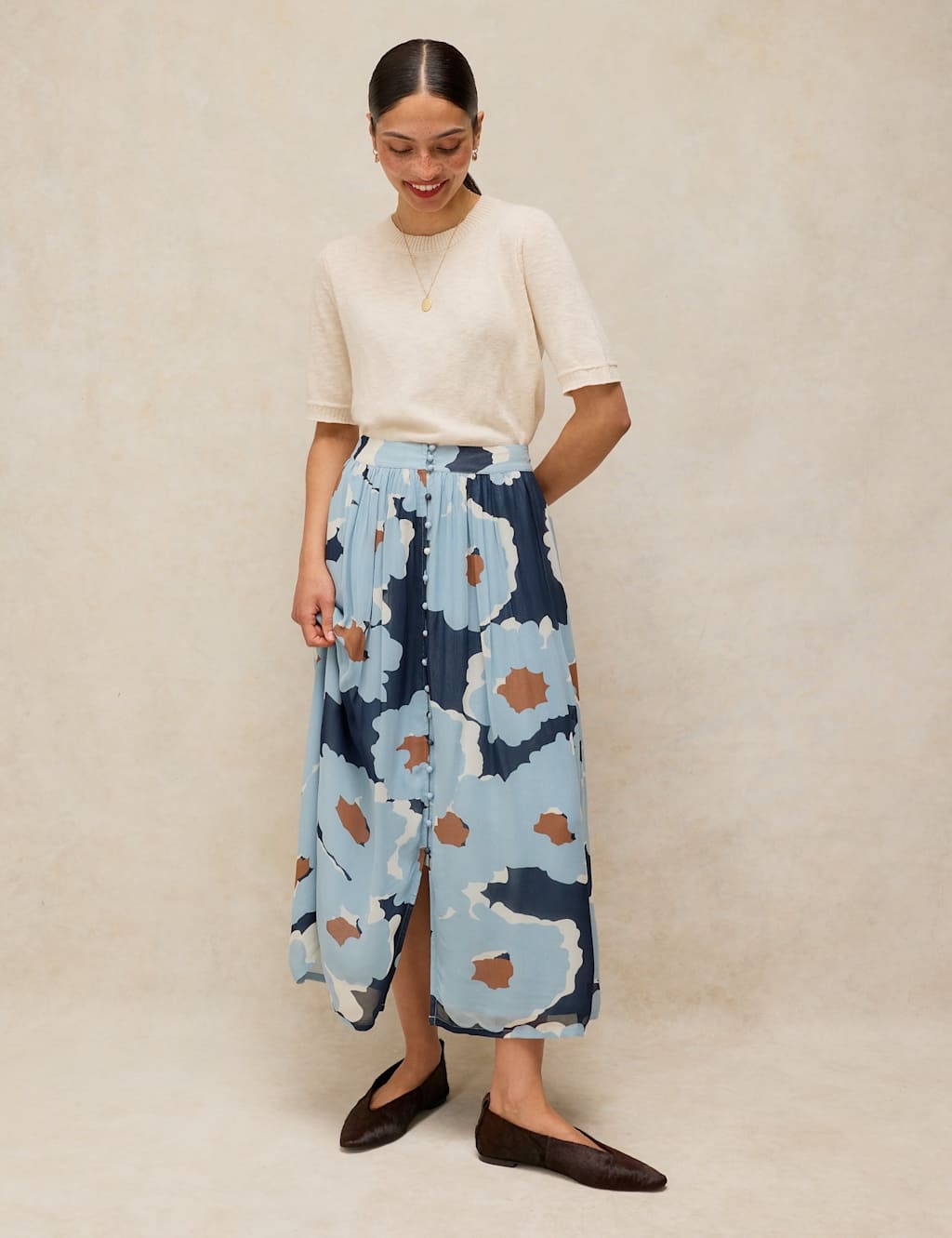 White Stuff Women's Floral Button Front Maxi Skirt - 18 - Blue Mix - Available at M&S