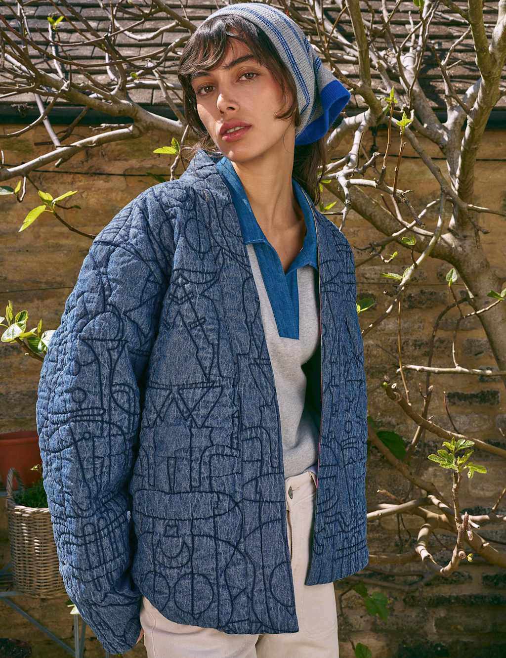 White Stuff Women's Elodie Pure Cotton Reversible Jacket - Medium - Blue Mix - Available at M&S