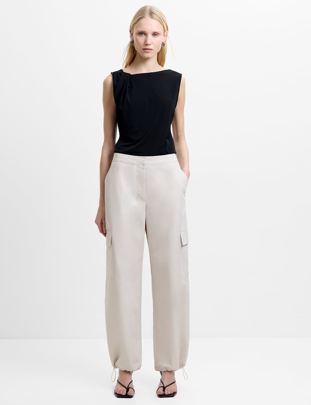 French Connection Women's Cotton Rich Relaxed Fit Cargo Trousers - 14 - Beige - Available at M&S