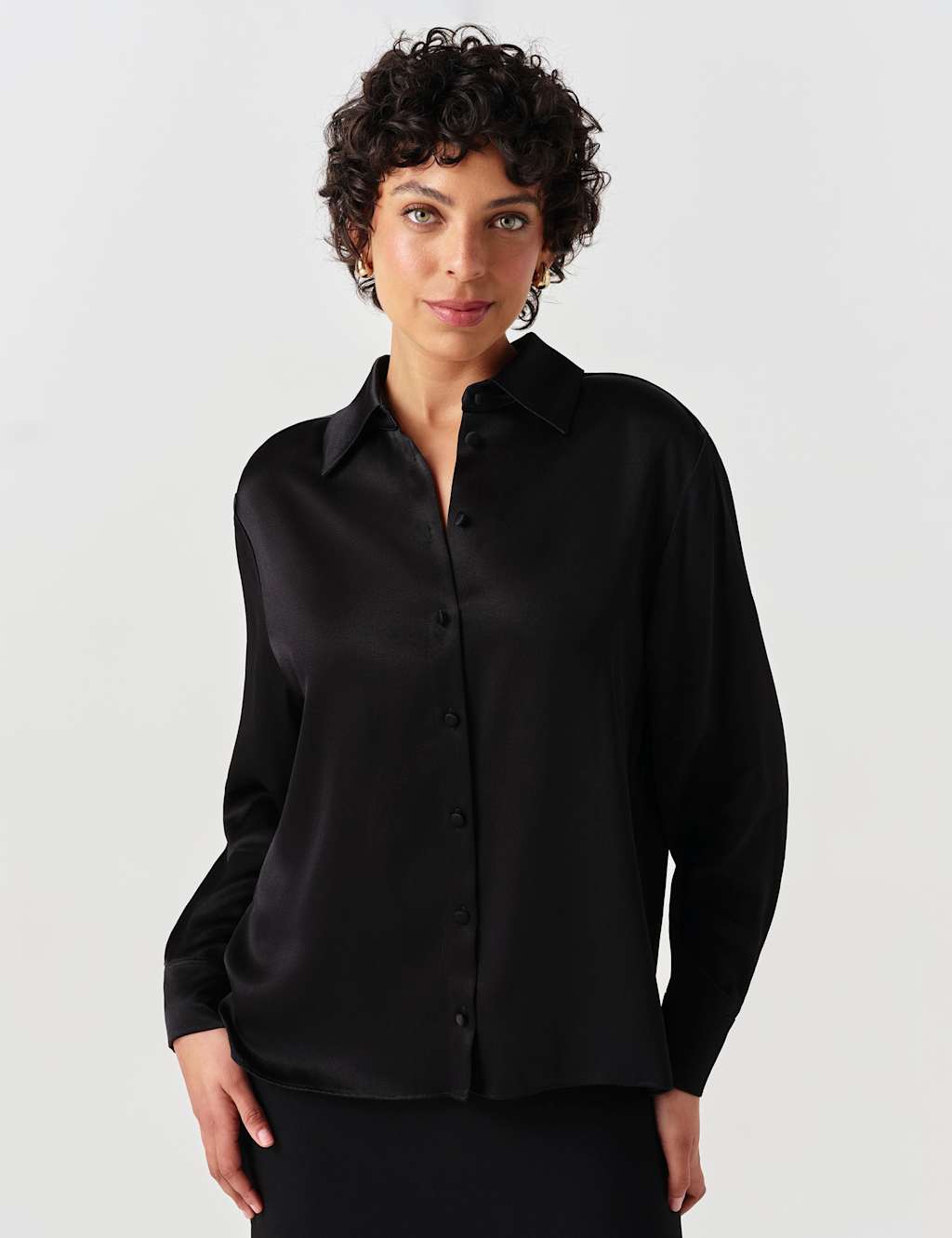 Ghost Women's Satin Collared Blouse - 10 - Black - Available at M&S