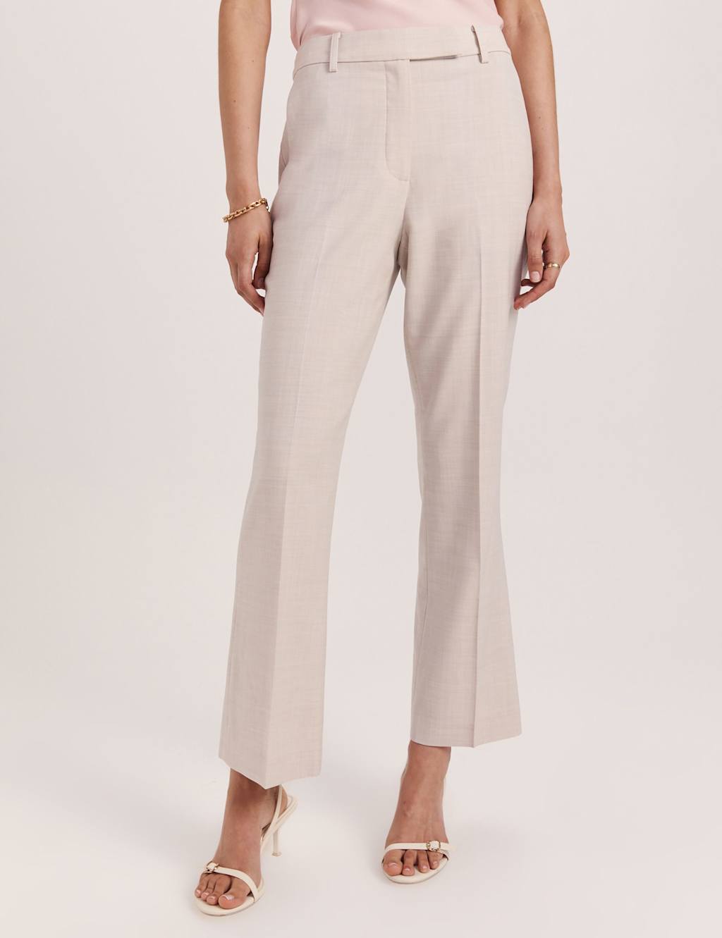Saba Women's Wool Rich Straight Leg Cropped Trousers - 12 - Oatmeal - Available at M&S
