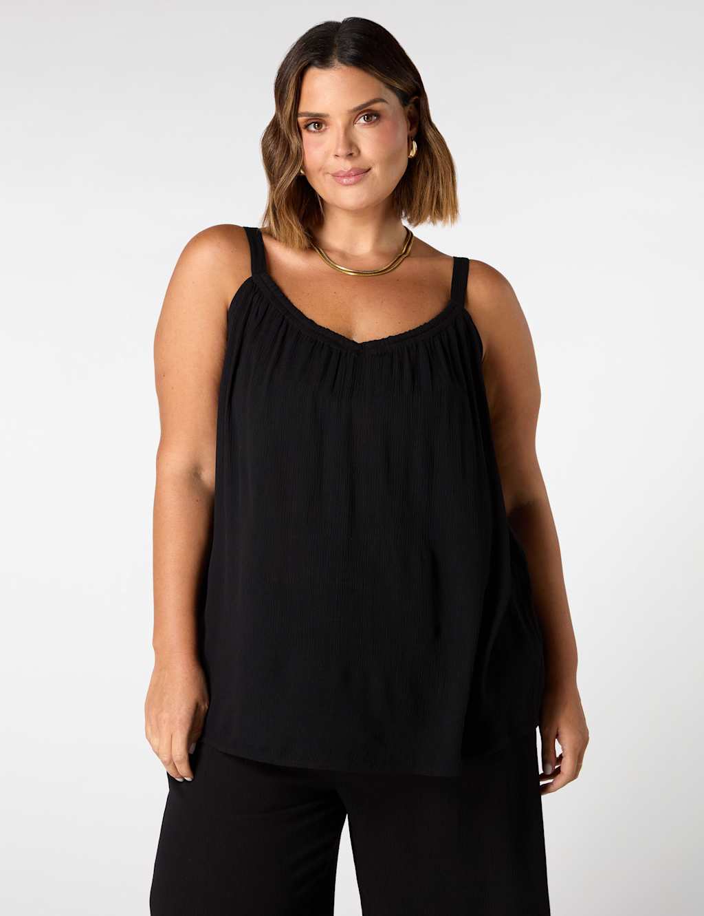 Live Unlimited London Women's V-Neck Cami Top - 14 - Black, White,Black
