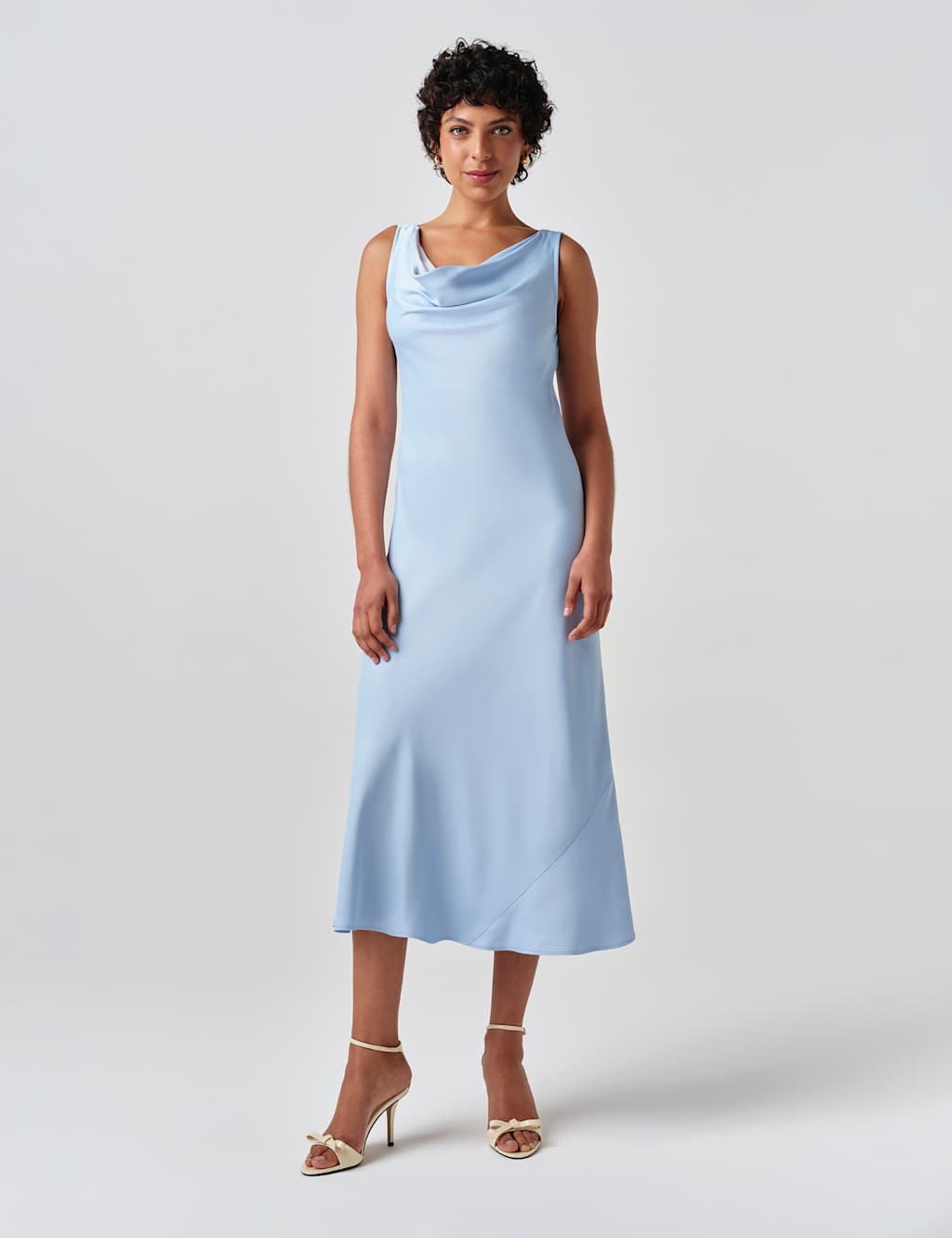 Ghost Women's Satin Cowl Neck Midi Column Dress - 10 - Light Blue - Available at M&S