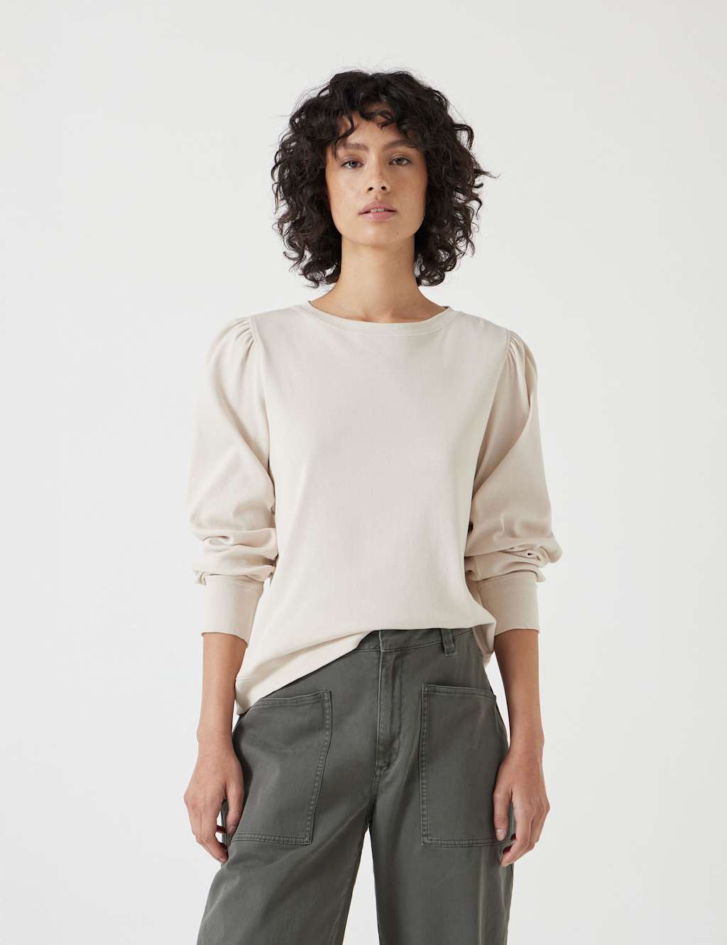 Pure Cotton Jersey Puff Sleeve Sweatshirt