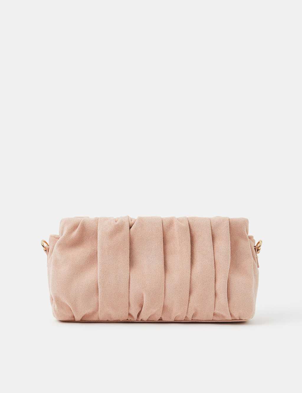 Accessorize Women's Faux Suede Ruched Chain Strap Clutch Bag - Blush - Available at M&S