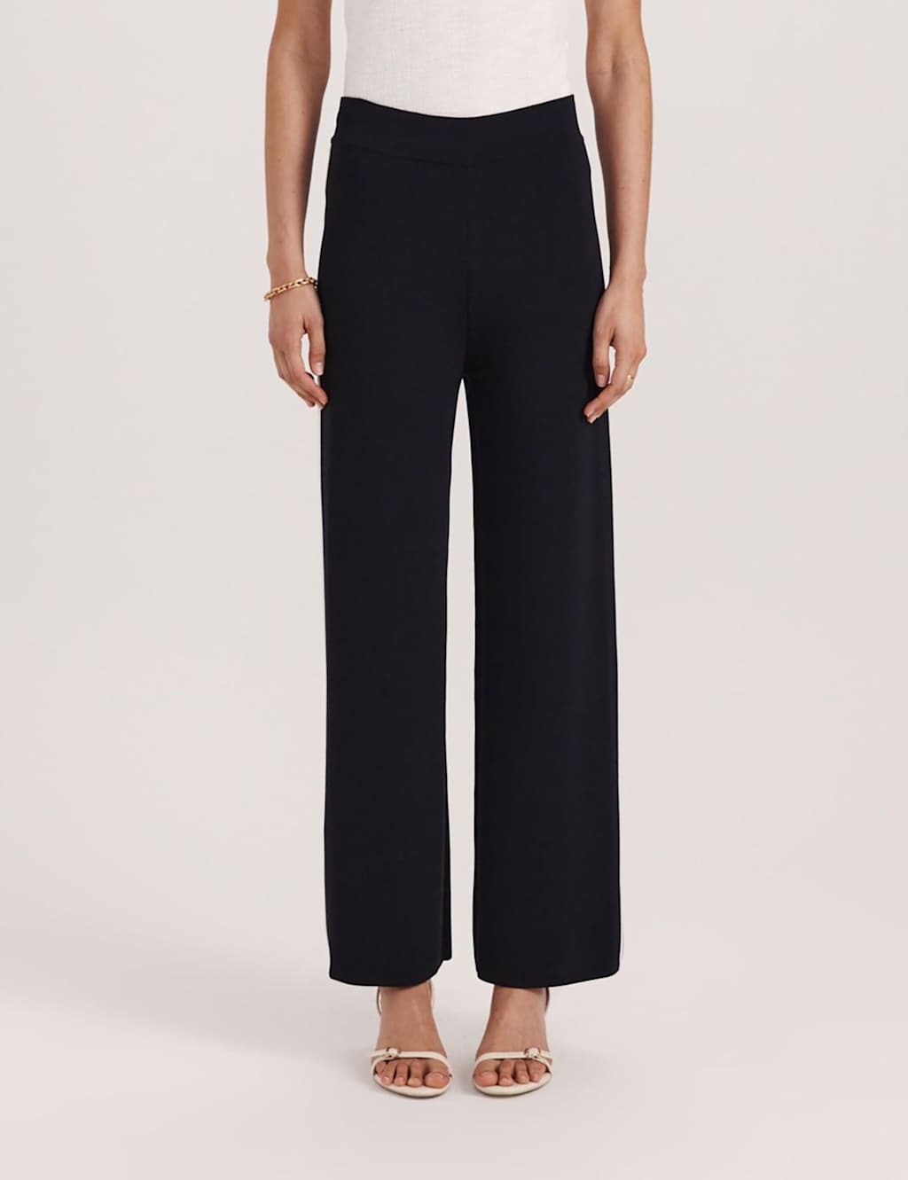 Saba Women's Elasticated Waist Straight Leg Trousers - Small - Black - Available at M&S