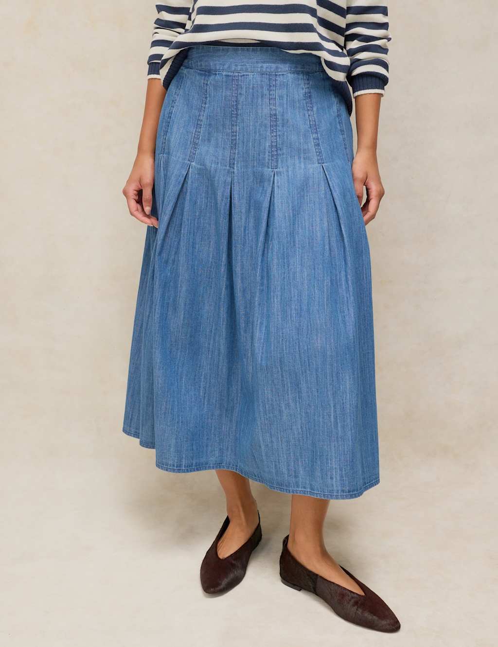 White Stuff Women's Pure Cotton Denim Midaxi A-Line Skirt - 14 - Blue - Available at M&S