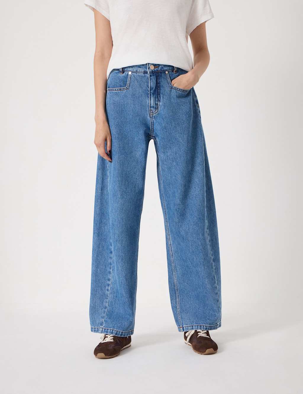 HUSH Mid Rise Straight Leg Jeans Mid Blue