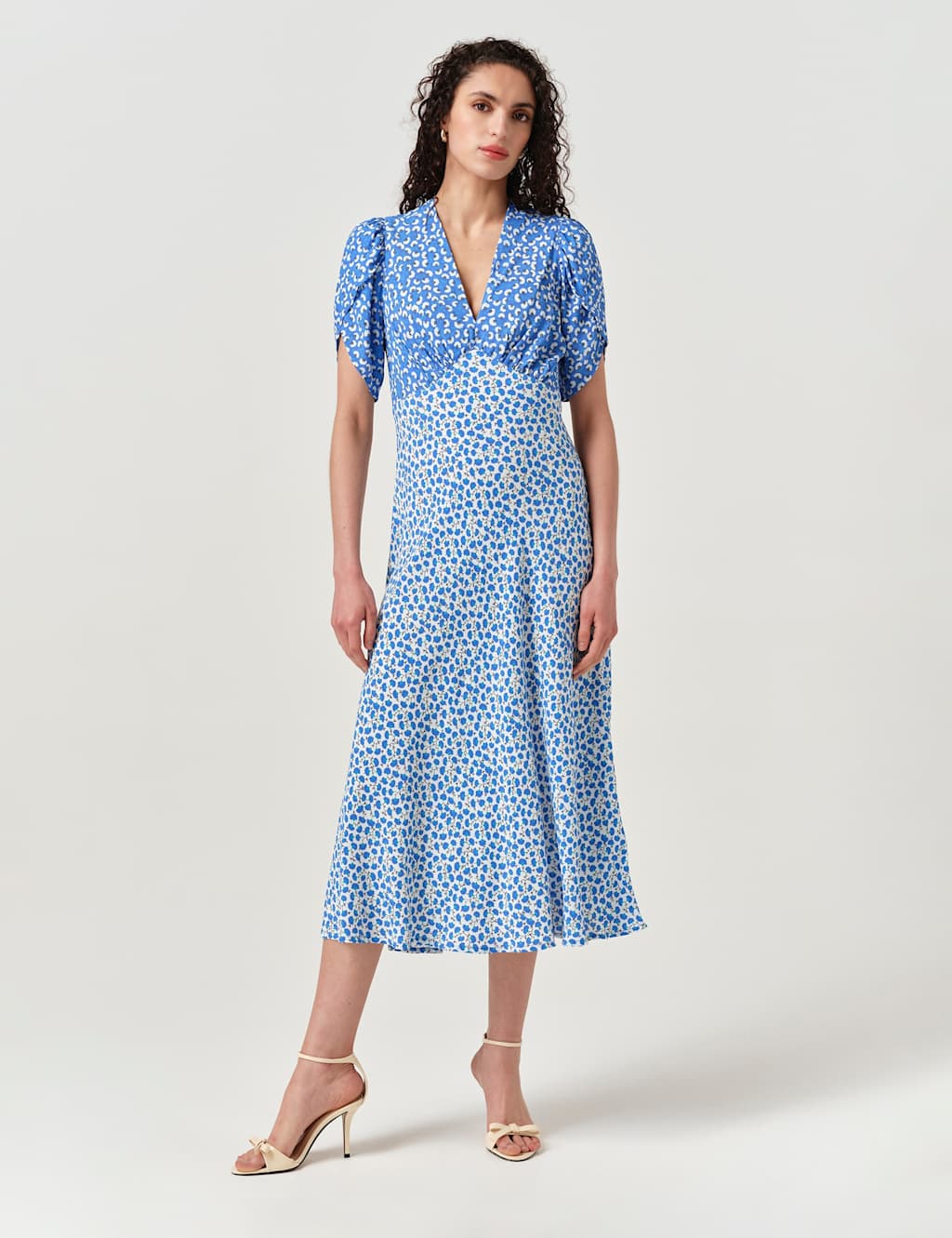 Ghost Women's Crepe Floral V-Neck Midi Dress - 20 - Blue Mix - Available at M&S