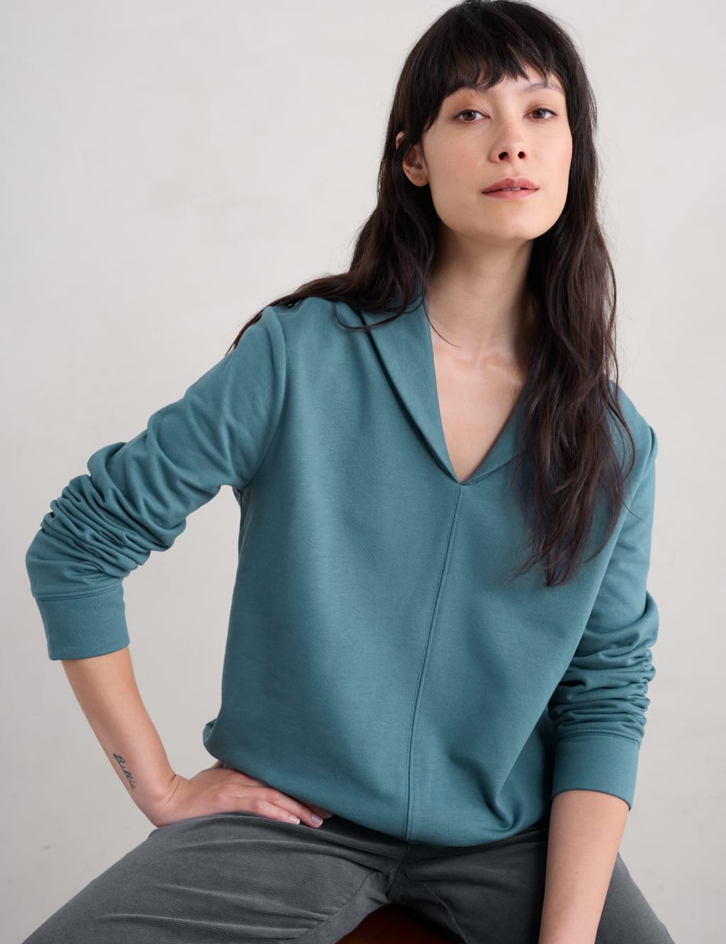 Cotton Rich Collared Sweatshirt